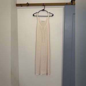 Mango Long Knit/Crochet Style Cream Dress